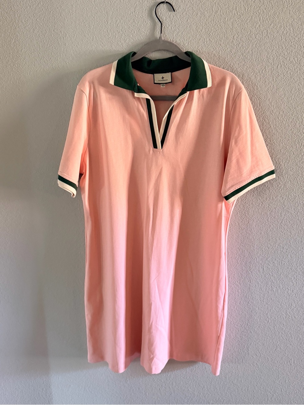 Tuckernuck Pink Polo with Dark Green Trim